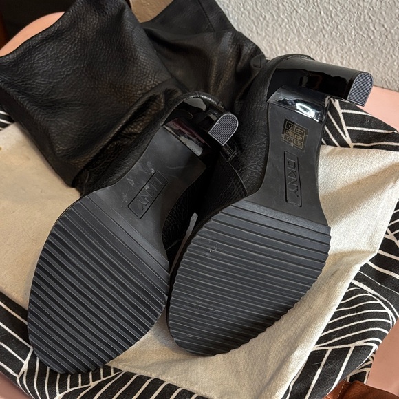 DKNY Black Textured Heeled Boots - Picture 3 of 7